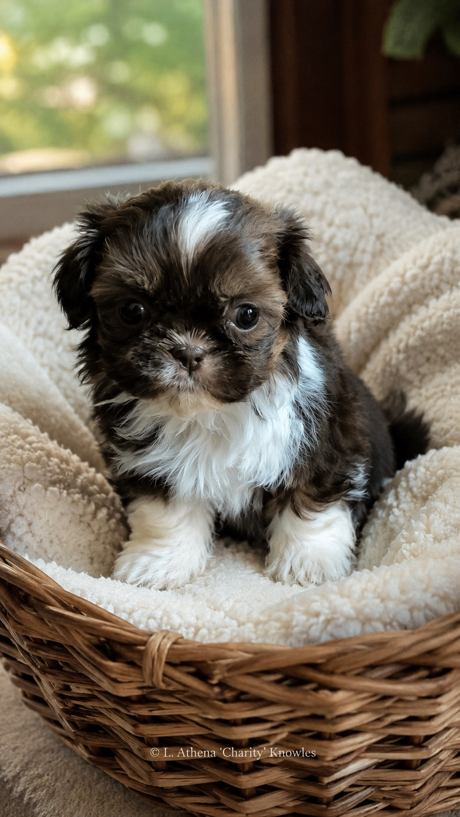 Small Shih Tzu puppy resting calmly during early development